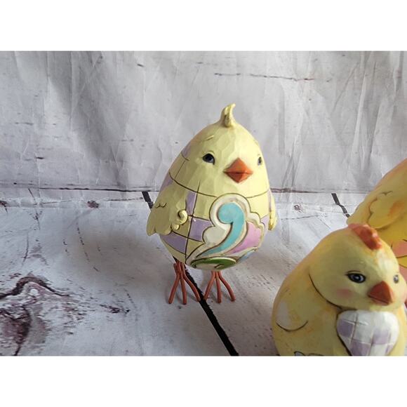 Jim Shore Chickens Easter Spring Chick Egg Heartwood Creek Edition Set 3 Chicks - Picture 4 of 13